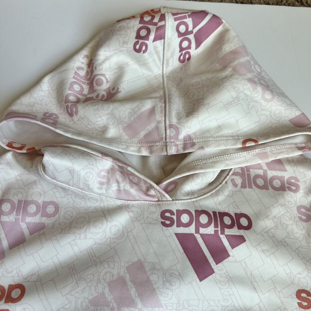 Adidas Girls Pink/Ivory Hoodie Sweatshirt - Picture 4 of 9